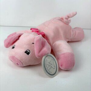 Koala Baby Pink Plush Pig 14” Stuffed Animal Toy With Bow Ear Tag